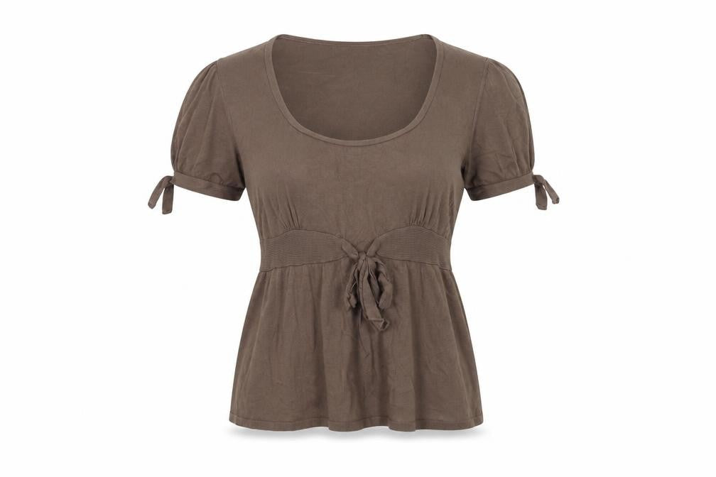 Mandolin Women Brown Short Sleeve Knitted Tunic Size 16