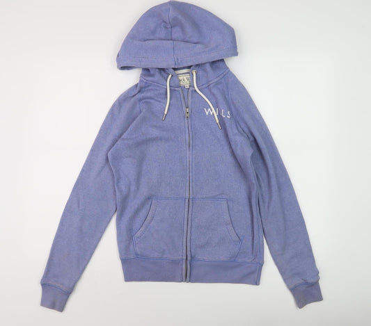 Jack Wills Women's Blue Full Zip Hoodie Size 8
