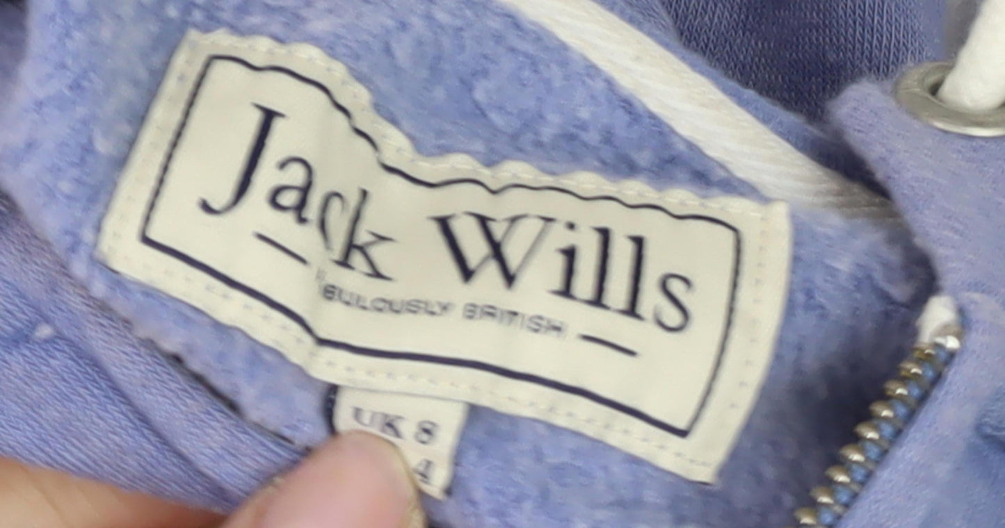 Jack Wills Women's Blue Full Zip Hoodie Size 8