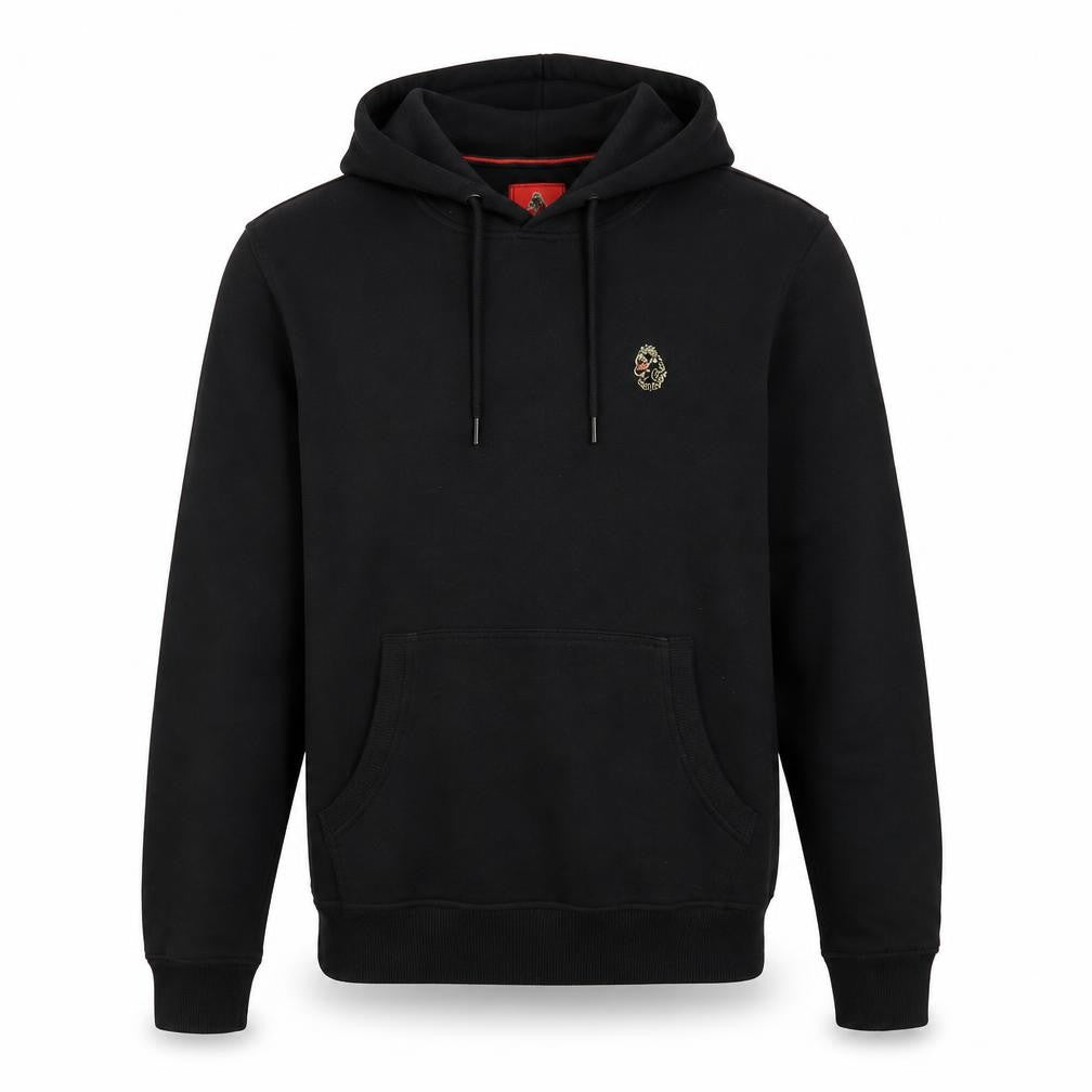 Luke Men's Black Pullover Hoodie, M - Logo Accent