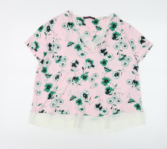 Marks and Spencer Women's Pink Floral Blouse Size 18