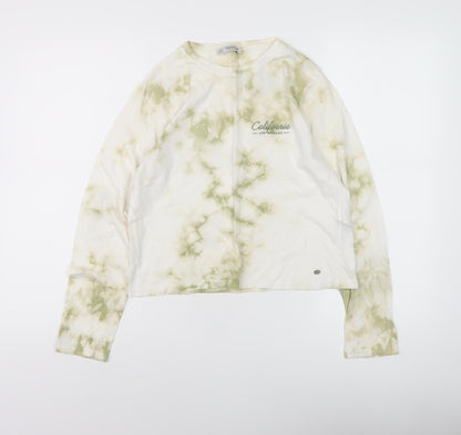 Pull&Bear Women's Beige Tie-Dye T-Shirt, Size S