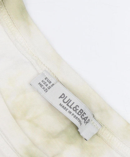 Pull&Bear Women's Beige Tie-Dye T-Shirt, Size S