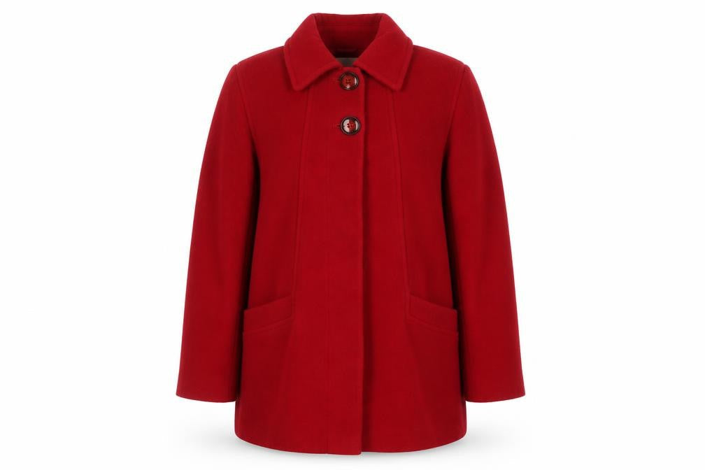 BHS Women's Red Wool Blend Overcoat, Size 14