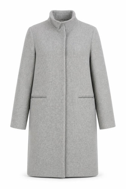 Topshop Women's Grey Wool Blend Midi Overcoat Size 10