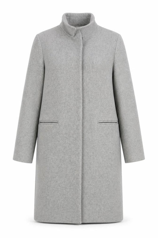 Topshop Women's Grey Wool Blend Midi Overcoat Size 10
