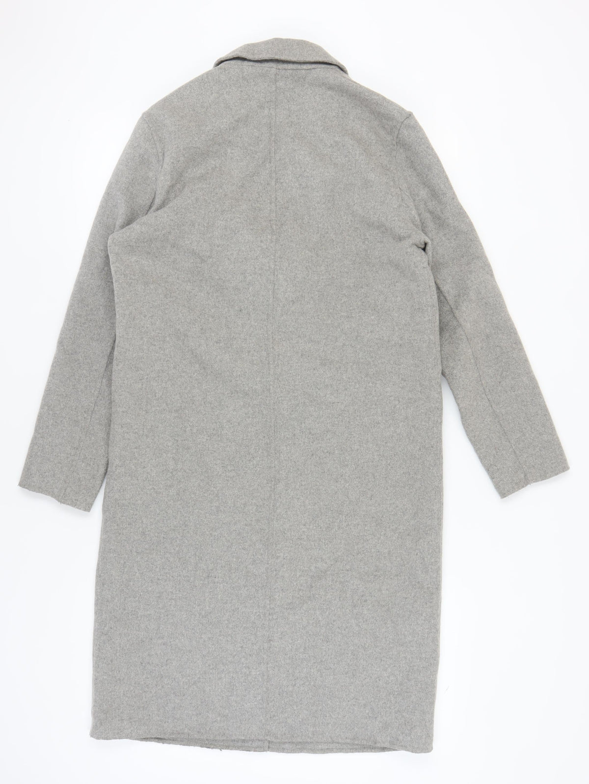 Topshop Women's Grey Wool Blend Midi Overcoat Size 10
