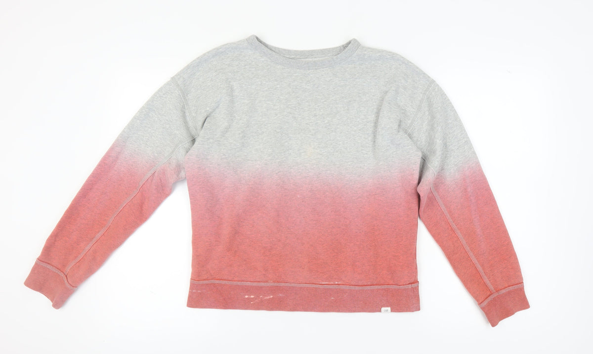 Additional front view of Gap girls’ grey and pink pullover sweatshirt xl