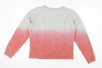 Back view of Gap girls’ grey and pink pullover sweatshirt xl
