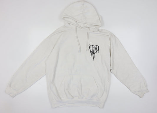 Boohoo White Hoodie for Women, Medium, Logo, Casual