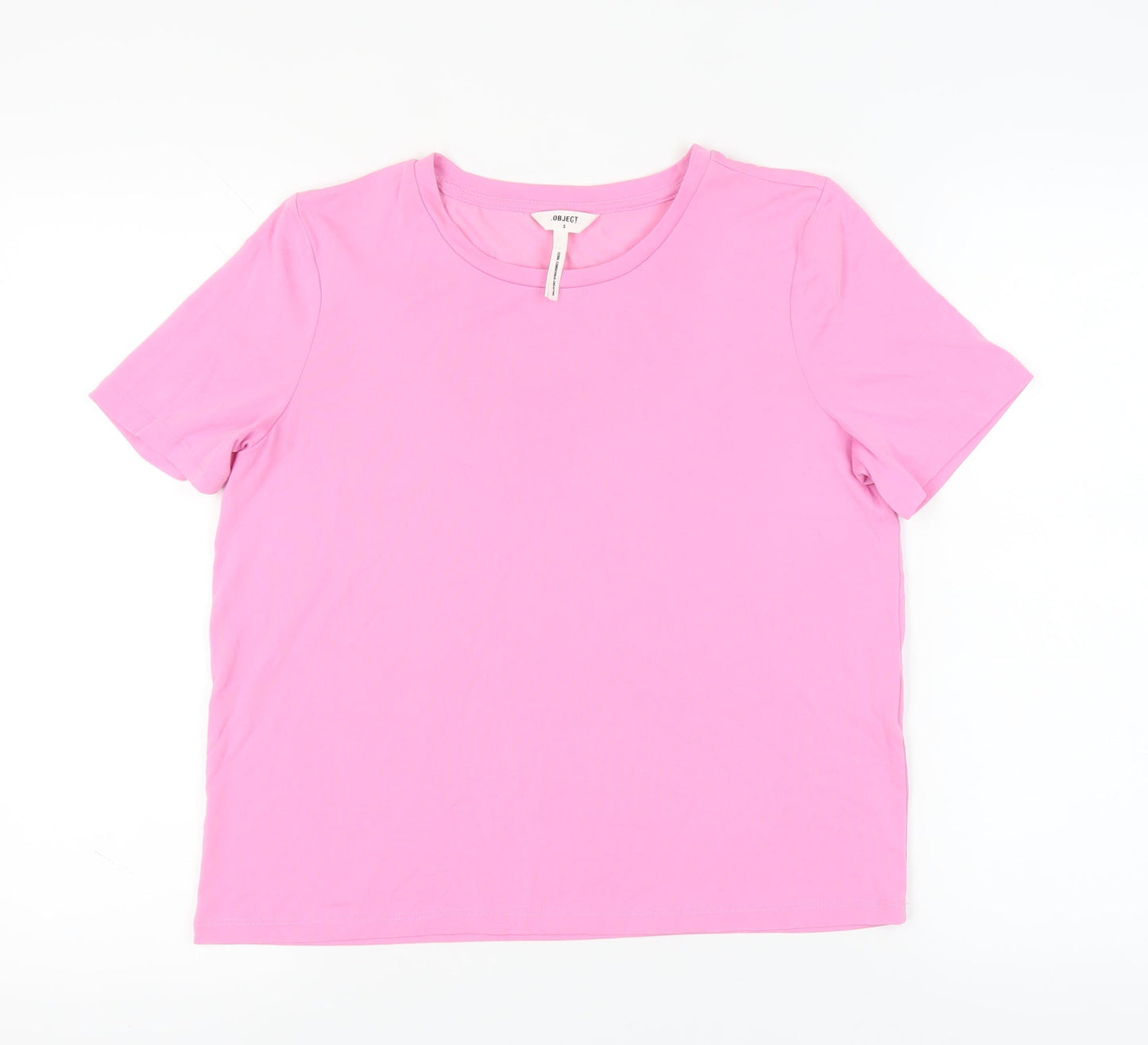 Object Pink Women's T-Shirt - Size S, Casual Crew Neck
