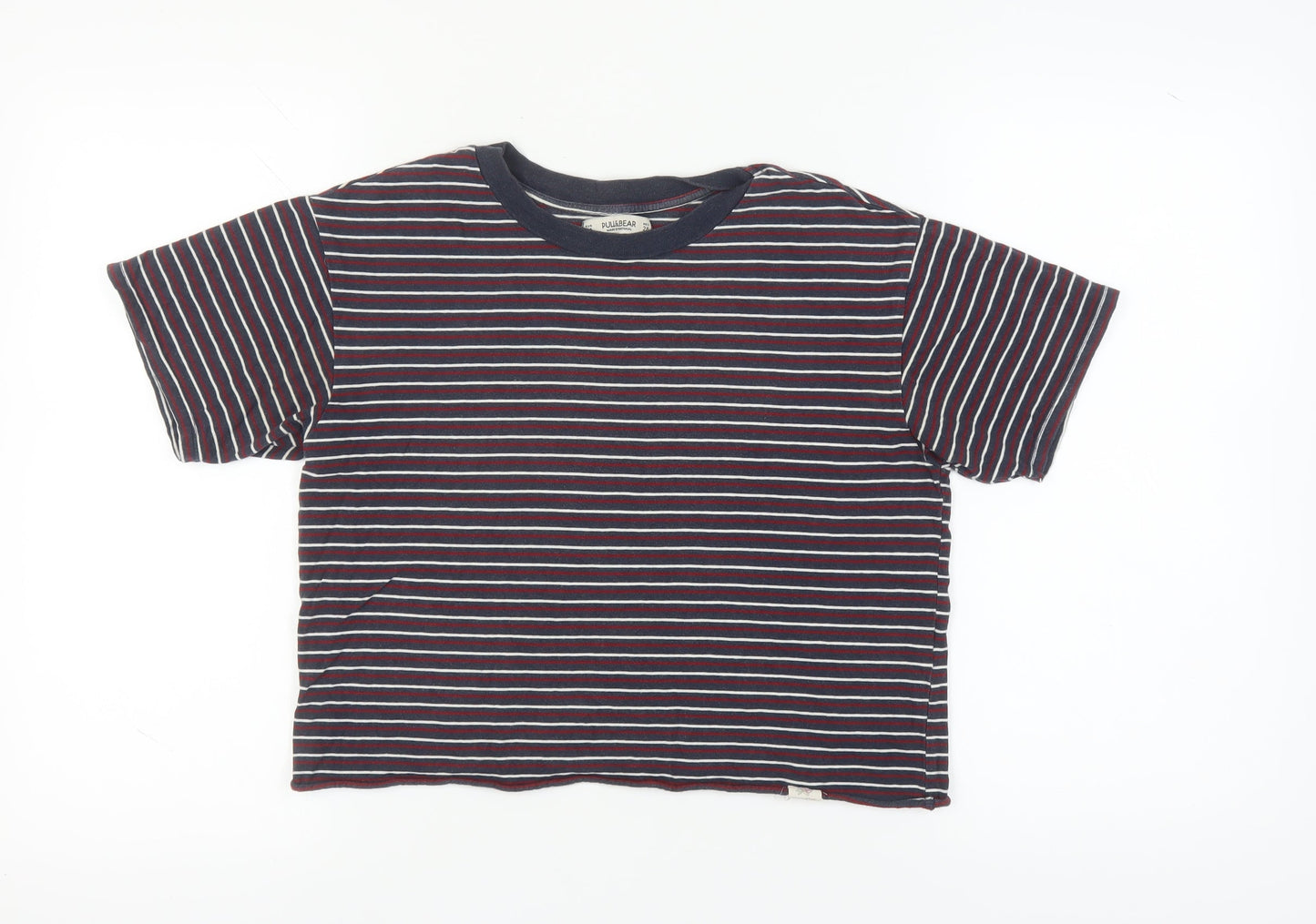 Pull&Bear Unisex Multicoloured Striped T-Shirt, M