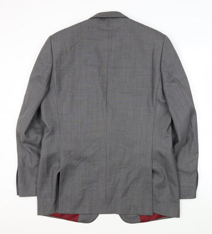 Back view of Jaeger Men's Grey Wool Blazer 42R Regular Fit