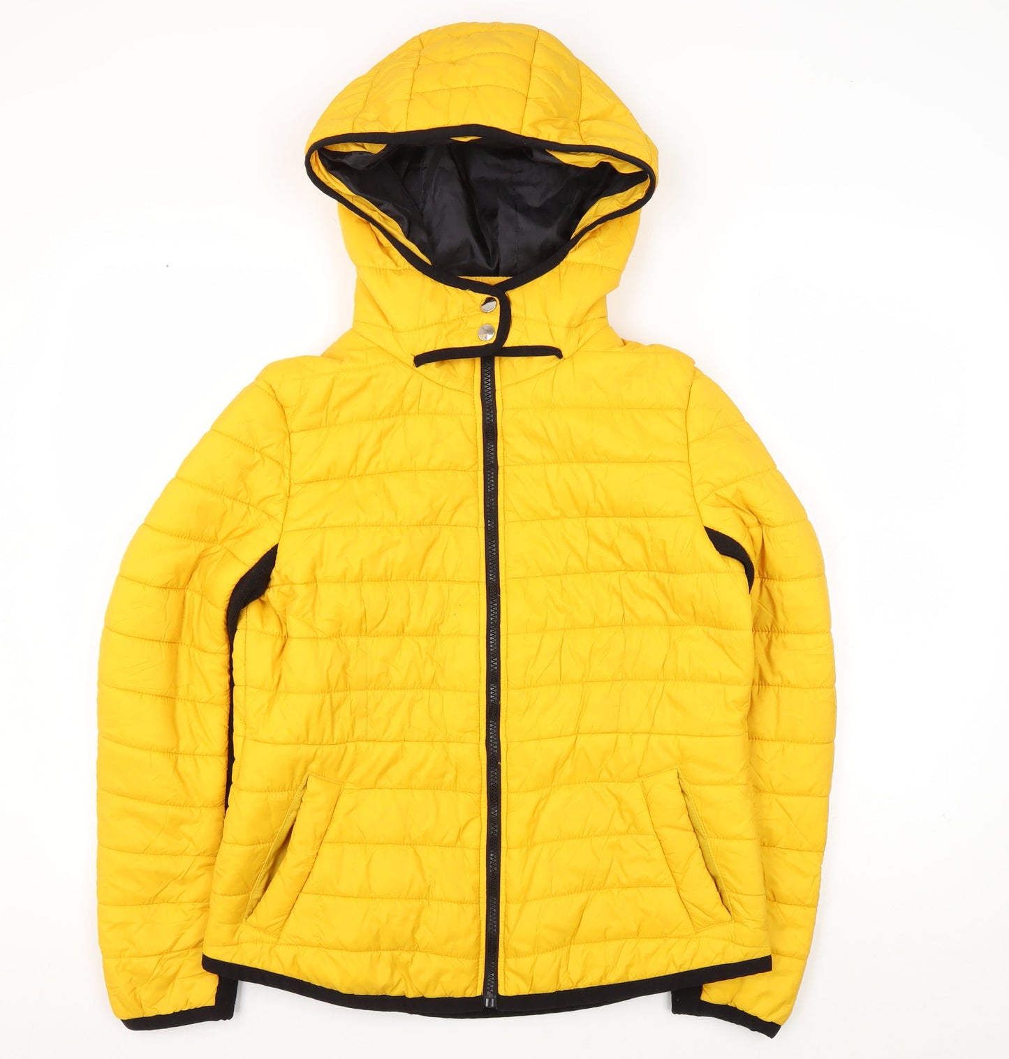 New Look Women's Yellow Hooded Puffer Jacket, Size 12