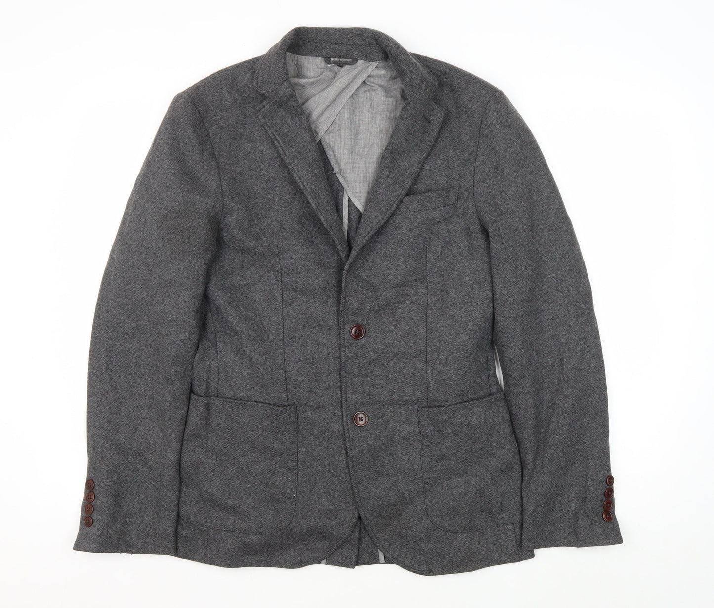 Next Men's Grey Slim Fit Blazer 36R Notch Lapel