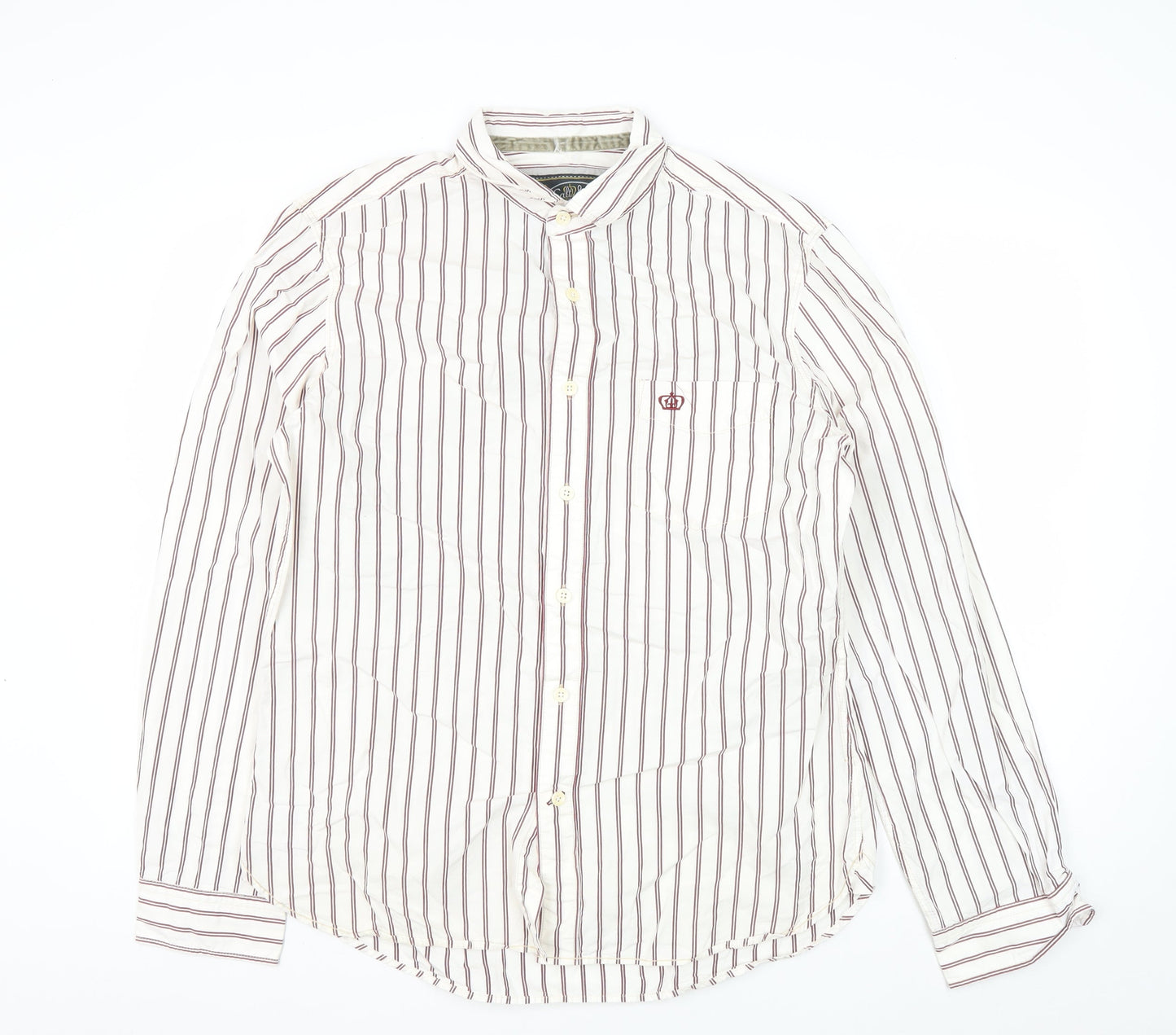 Next Men's L White Striped Long Sleeve Shirt