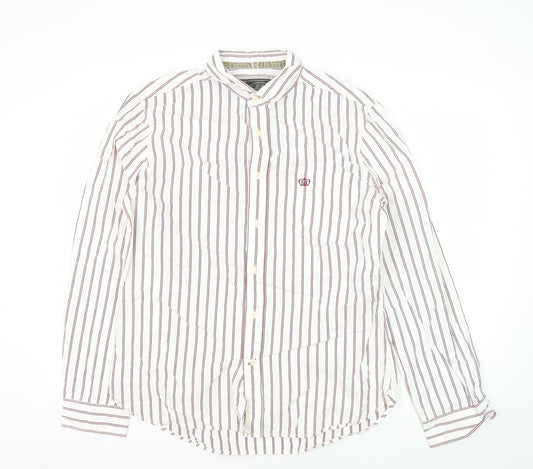 Next Men's L White Striped Long Sleeve Shirt