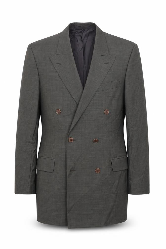 Marks & Spencer Men's Grey Wool Double-Breasted Blazer 40R