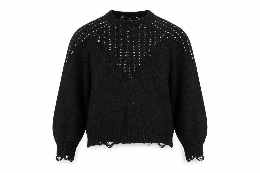 Wildfox Women's Black Knit Jumper, Size S, Balloon Sleeves