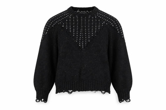Wildfox Women's Black Knit Jumper, Size S, Balloon Sleeves