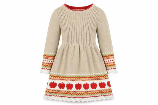 Cynthia Rowley Girls Beige Knit Dress 1-2Y Long Sleeve