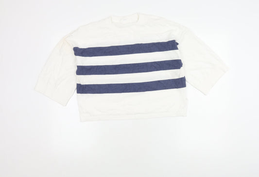 Object Women White Cropped Striped Top L