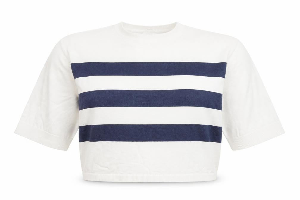 Object Women White Cropped Striped Top L
