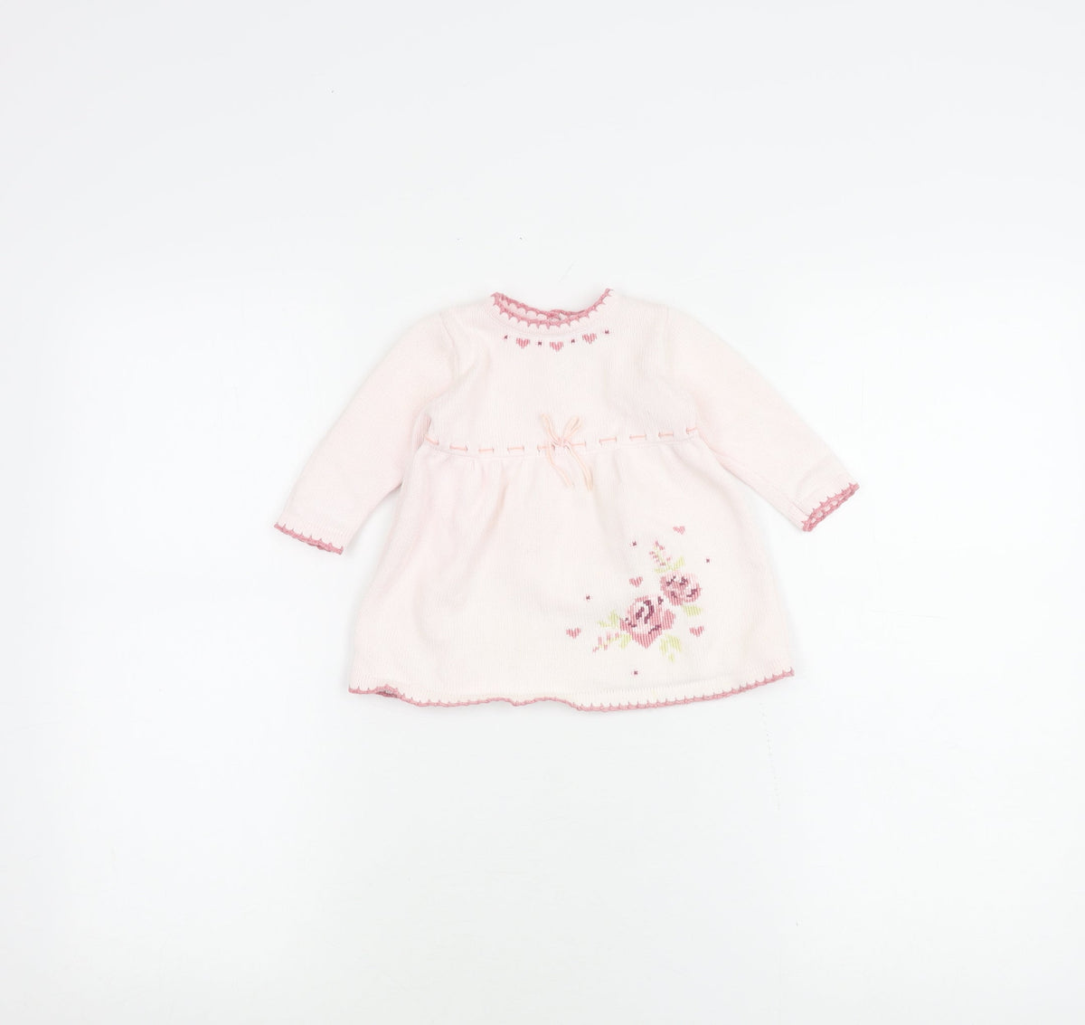 Additional front view of Dylan & Abby girls’ pink floral dress 3-6 months