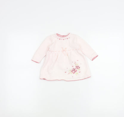 Additional front view of Dylan & Abby girls’ pink floral dress 3-6 months