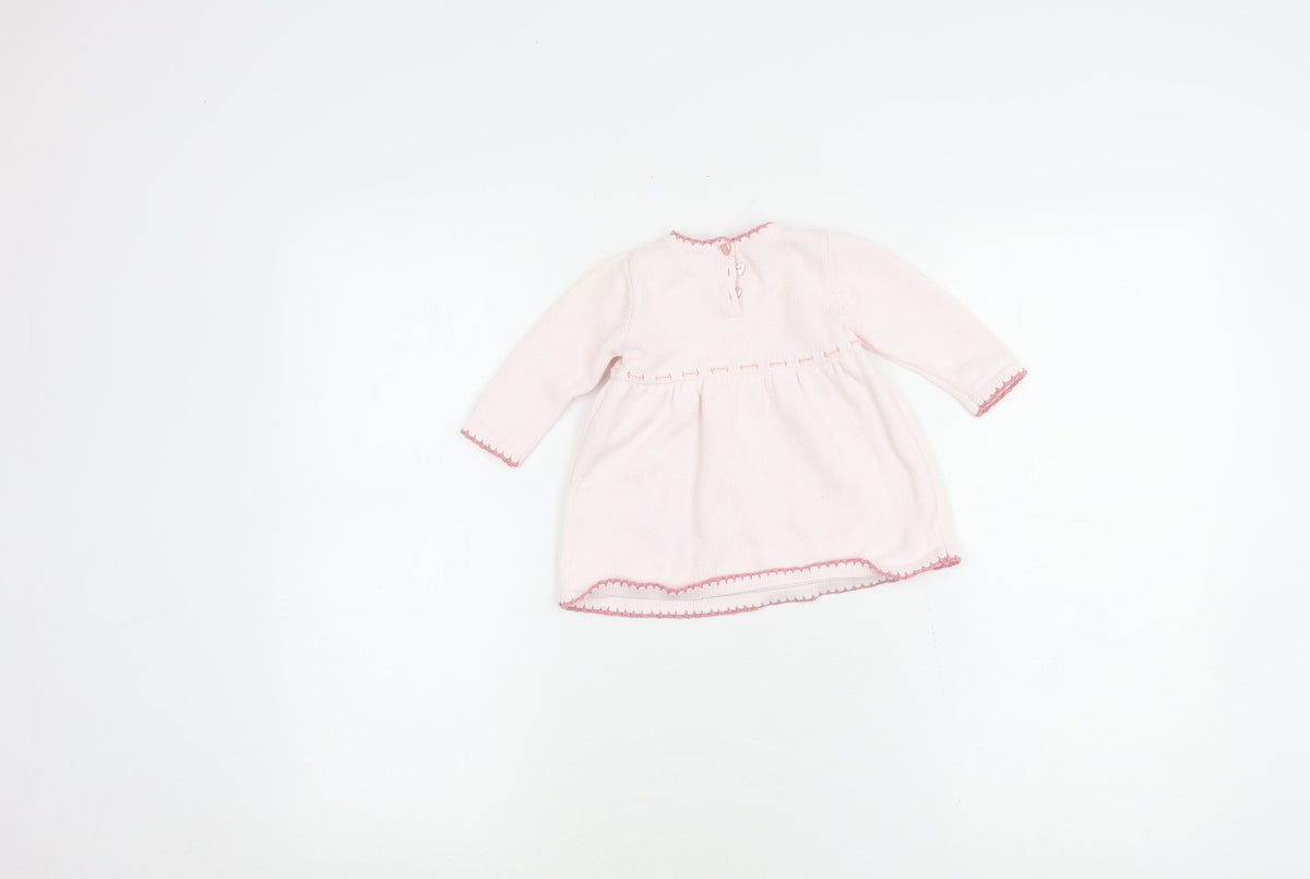 Back view of Dylan & Abby girls’ pink floral dress 3-6 months