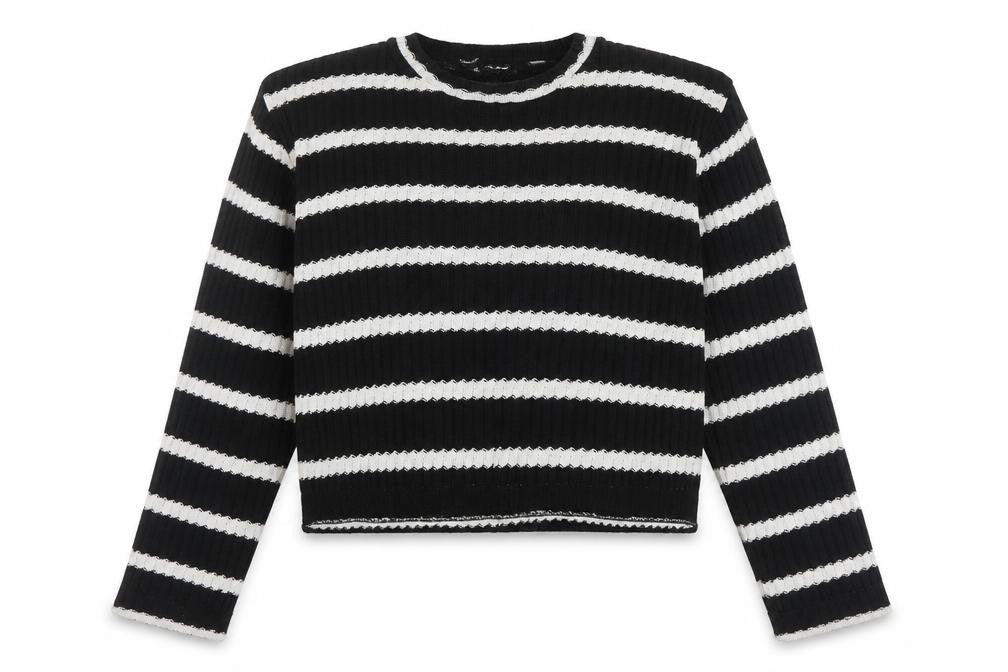 Pull&Bear Women's Black Striped Jumper, Size S