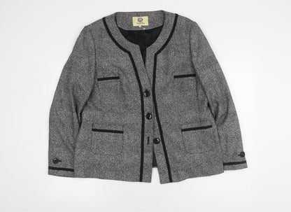 Viyella Women's Grey Herringbone Suit Jacket Size 18