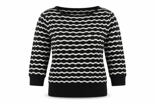 Oasis Womens Black Striped Pullover Jumper - M