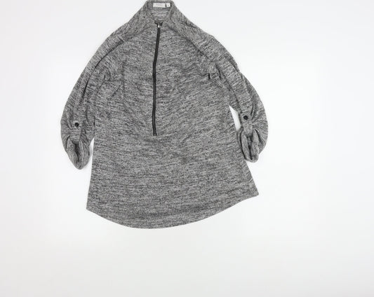 Fransa Women's Grey 3/4 Sleeve Knit Jumper, Size S