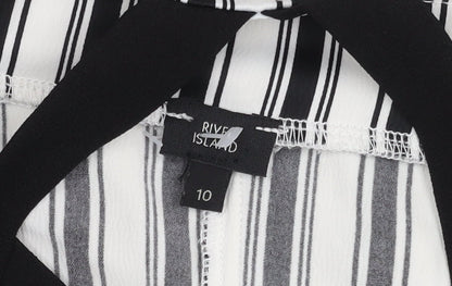 River Island Women's Striped Ruffle Top Multicoloured Size 10