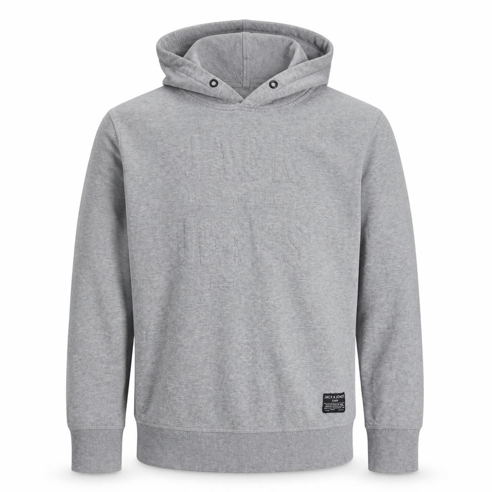 Jack & Jones Men's Grey Hoodie, 1X, Logo Accent