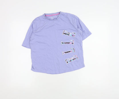 Additional front view of ELLE girls’ purple t-shirt 14-15 years with logo accents