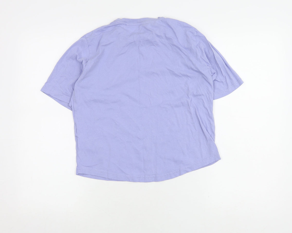Back view of ELLE girls’ purple t-shirt 14-15 years with logo accents
