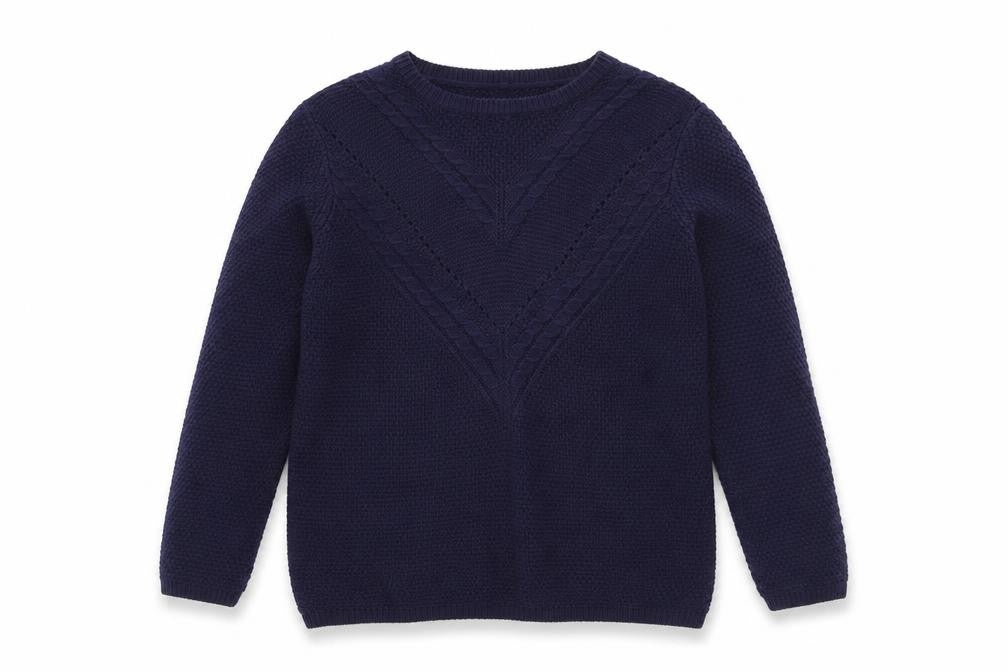 Damart Women's Blue Cable-Knit Cotton Jumper, Size 10