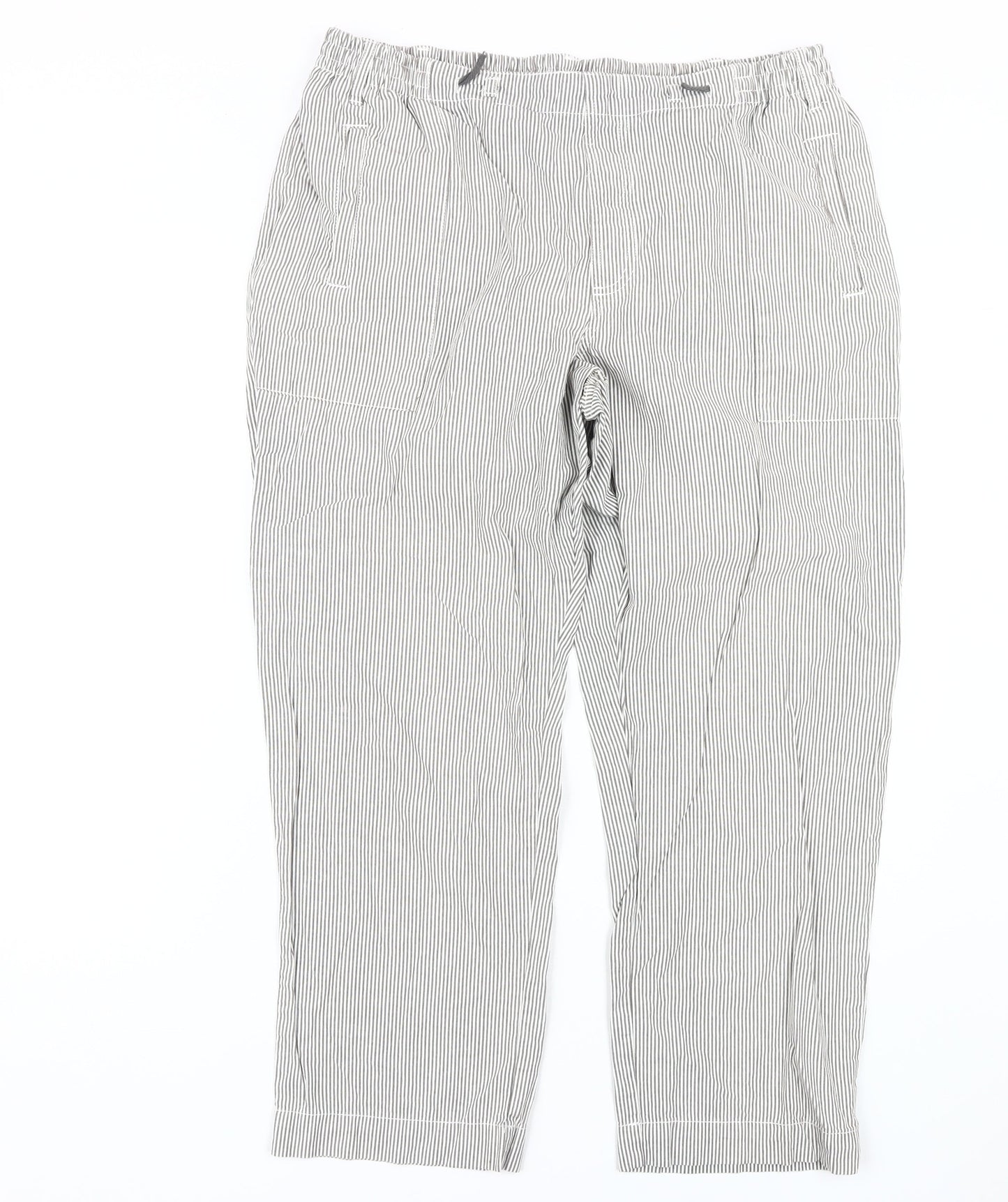 Cotton Traders Grey Striped Trousers L Casual, Unisex