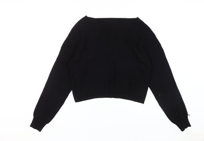 Zara Women's Black Wrap Jumper, L, V-Neck Knit