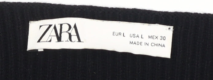 Zara Women's Black Wrap Jumper, L, V-Neck Knit
