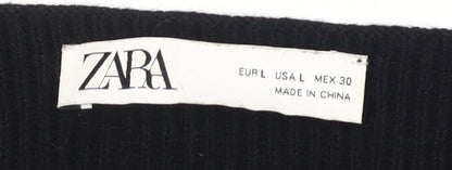 Zara Women's Black Wrap Jumper, L, V-Neck Knit