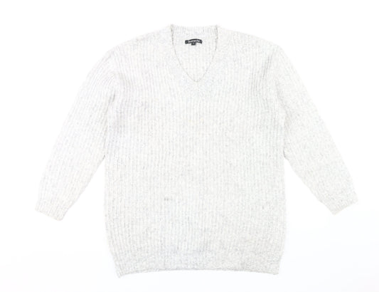 Bonmarché Women's Ivory V-Neck Jumper Size 12