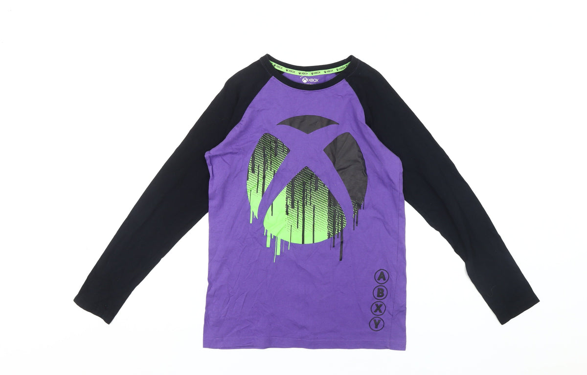 Additional front view of Xbox boys’ purple graphic long sleeve t-shirt 12-13 years