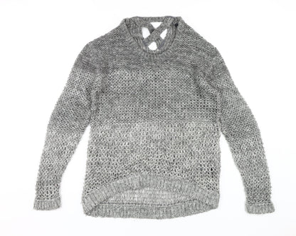 Dorothy Perkins Women's Grey Open-Knit Pullover Jumper Size 12