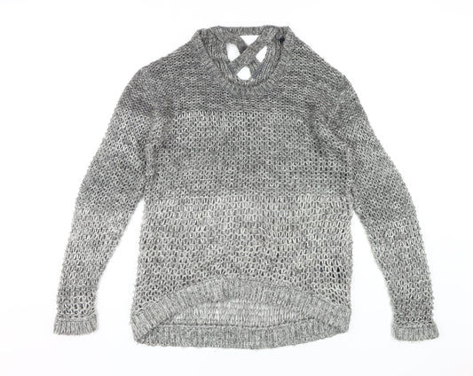 Dorothy Perkins Women's Grey Open-Knit Pullover Jumper Size 12