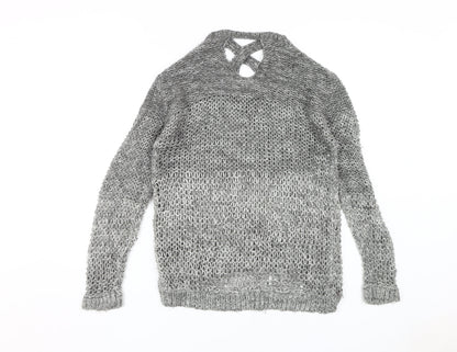 Dorothy Perkins Women's Grey Open-Knit Pullover Jumper Size 12