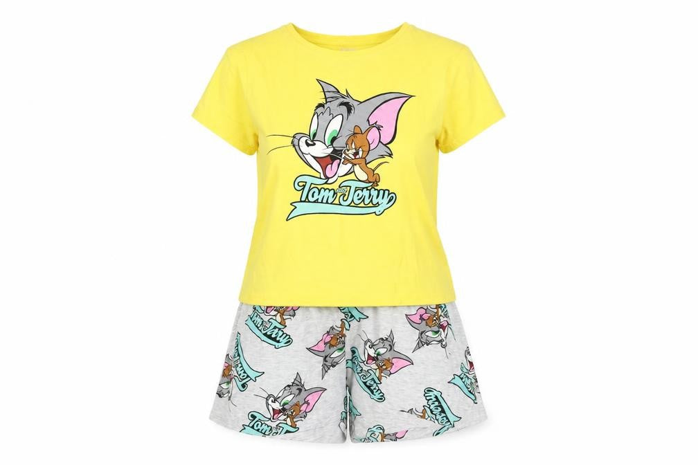 Tom and Jerry Women's Pyjama Set, Yellow, Size 10-12