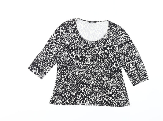 Marks & Spencer Women's Black Animal Print T-Shirt, Size 14